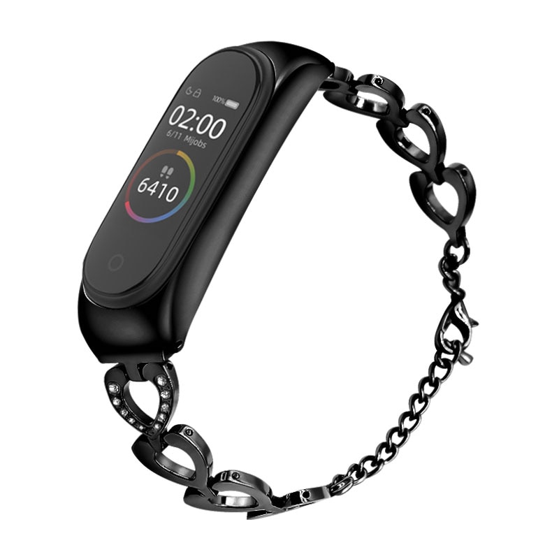 Heart Shaped Metal Bracelet for Xiaomi Mi Band 3 and 4