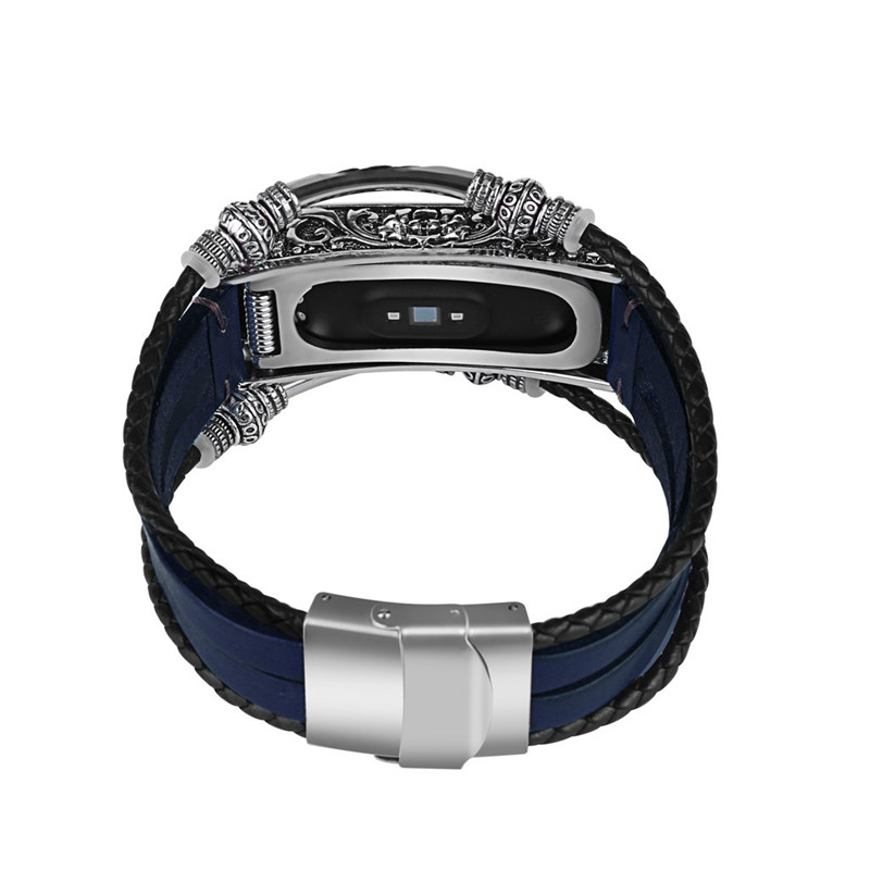 Patterned Metal and Leather Band for Xiaomi Mi Band 4
