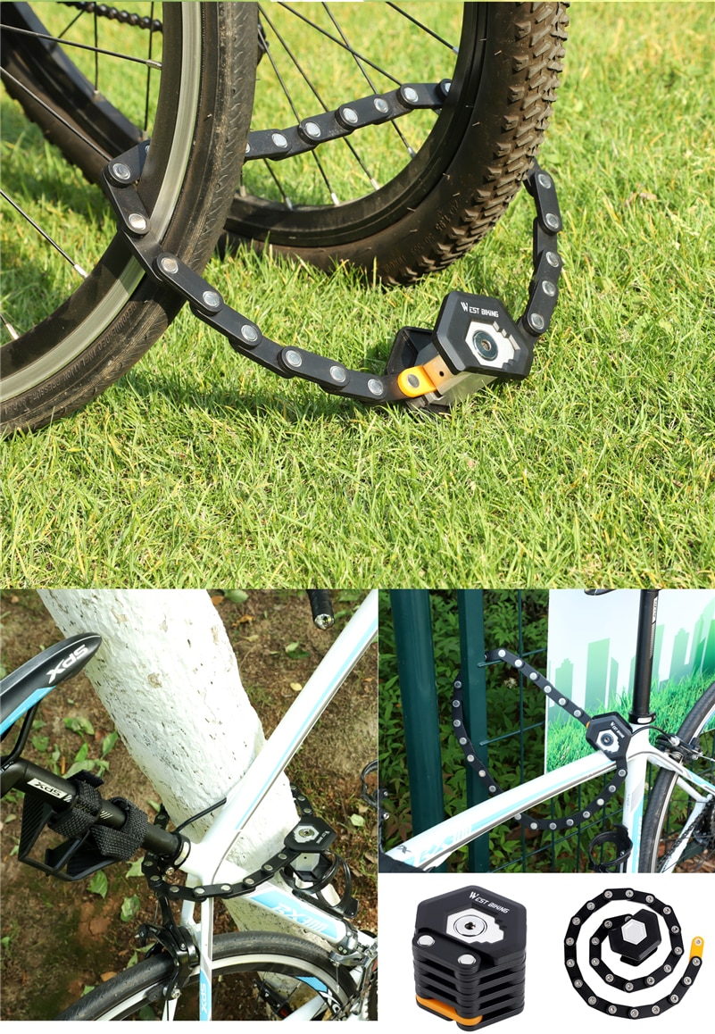 Folding Bicycle Chain Lock with Mount
