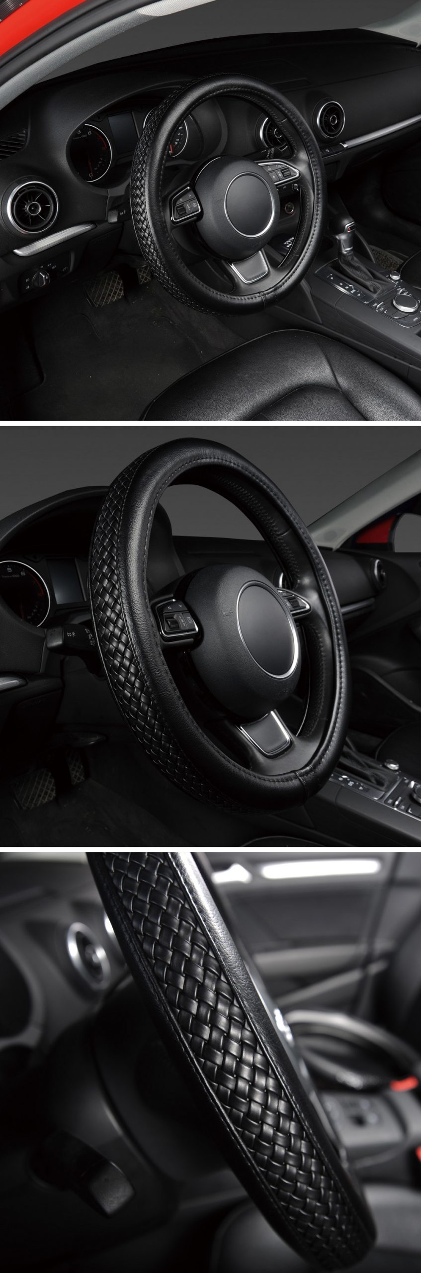 Steering Wheel Cover with Anti-Slip Braiding