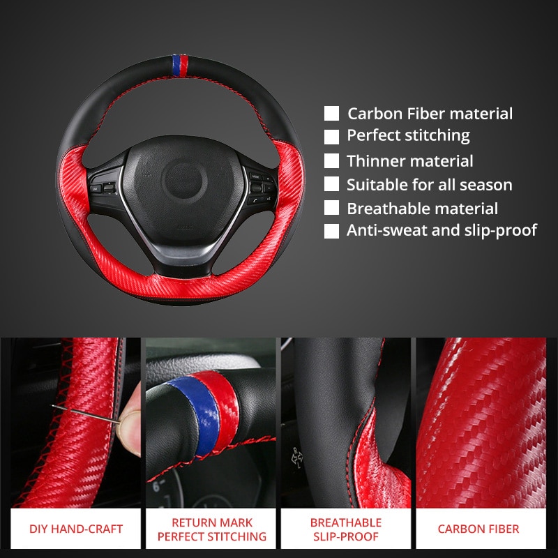 Microfiber Leather DIY Car Steering Wheel Cover